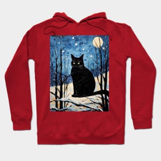 Black Cat Christmas Starry Night Hoodie